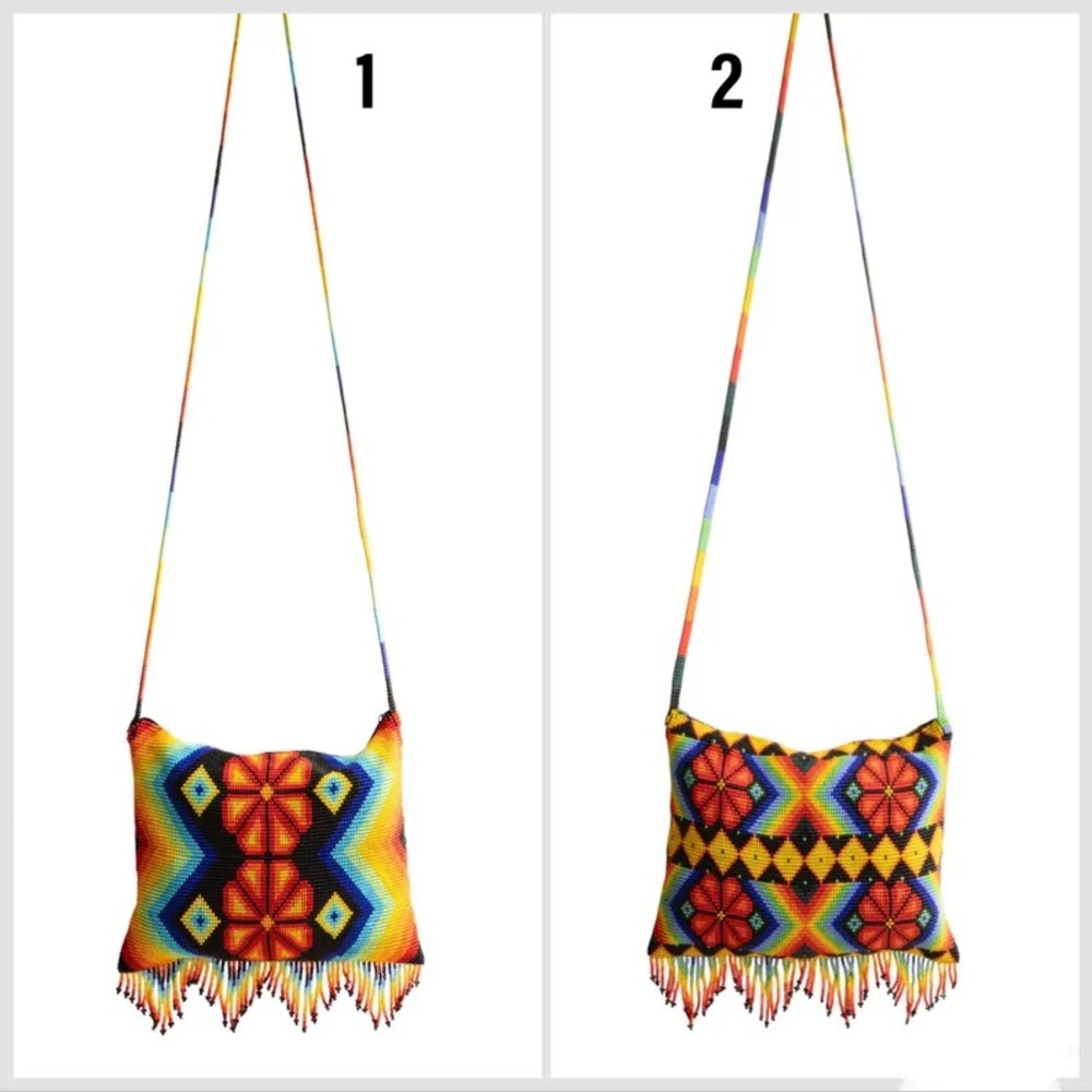 Genuine fully beaded crossover bag! Indignous made beaded bag - Picture 5 of 11